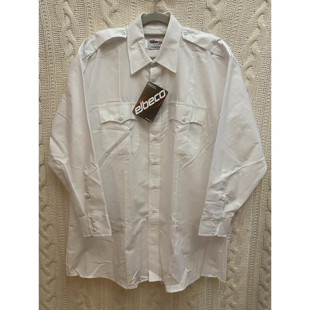 ELBECO‎ Paragon Plus Long Sleeve Uniform Poplin Shirt 17.5 32/33 NWT White